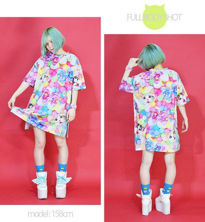 ACDC RAG Name Neko Candy Pattern T-Shirt Dress: ACDC RAG - Tokyo Otaku ...