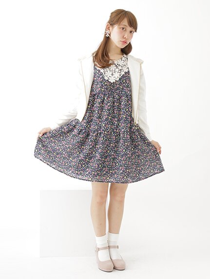 earth music&ecology Floral & Animal Print Lace Dress