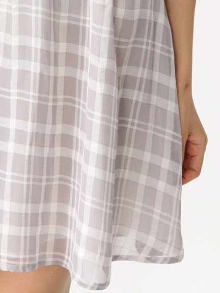 Ank Rouge Front Heart Motif Sheer Check Dress: Ank Rouge