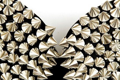 Silver Or Gold Spiked Black Bra