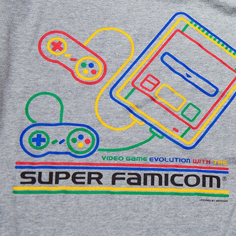 King of Games Super Famicom Gray Long Sleeve T-Shirt Gray w
