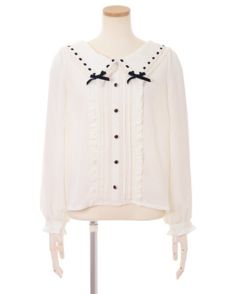まいまいさま HOWDY dot sailor blouse FRAME The Polka Dot Sailor Blouse in Black Multi | REVERSIBLE