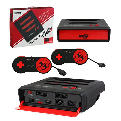 Retro-Bit Retro Duo 2 in 1 Console System - for Original NES/SNES, & Super  Nintendo Games - Black/Red