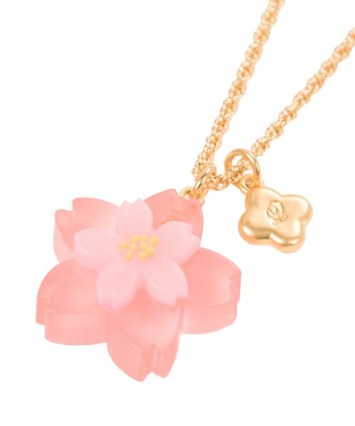 Pink Cherry Blossom Charm Necklace