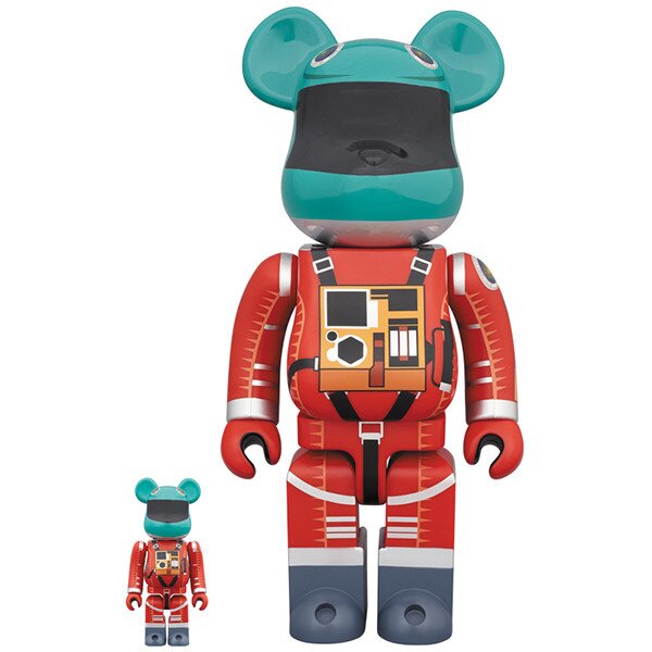 BE@RBRICK 2001: A Space Odyssey Space Suit Green Helmet & Orange Suit Ver.  100% & 400% Set