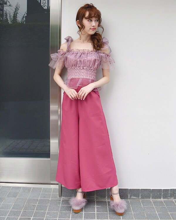 LIZ LISA Sheer Polka Dot Wide Pants: LIZ LISA - Tokyo Otaku