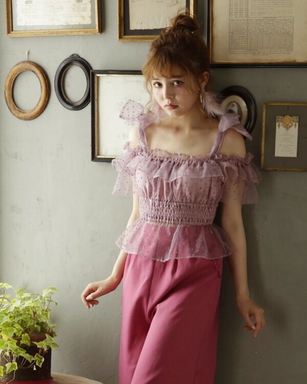 きりまるちゃん Ollun sheer feather tops 24SS きりまるちゃん Ollun sheer feather tops 24SS