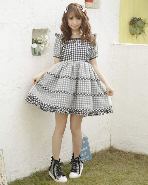 Liz lisa gingham shops bouquet story dress