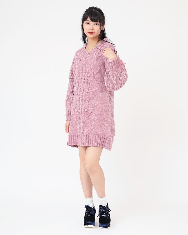 LIZ LISA Cable Braid Faux Fur Knit Dress - Tokyo Otaku Mode (TOM)