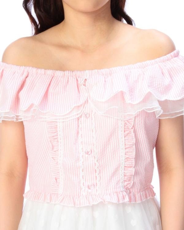 pink striped off the shoulder dress Striped Smocked Off Shoulder Dress in Pink