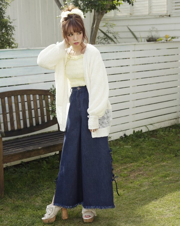 LIZ LISA Lace-Up Denim Wide Pants: LIZ LISA - Tokyo Otaku Mode (TOM)