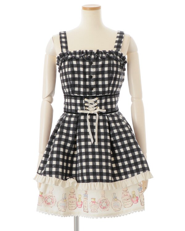 LIZ LISA Perfume Bottle Gingham Check Jumper Dress: LIZ LISA