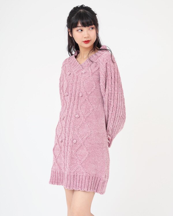 LIZ LISA Cable Braid Faux Fur Knit Dress - Tokyo Otaku Mode (TOM)
