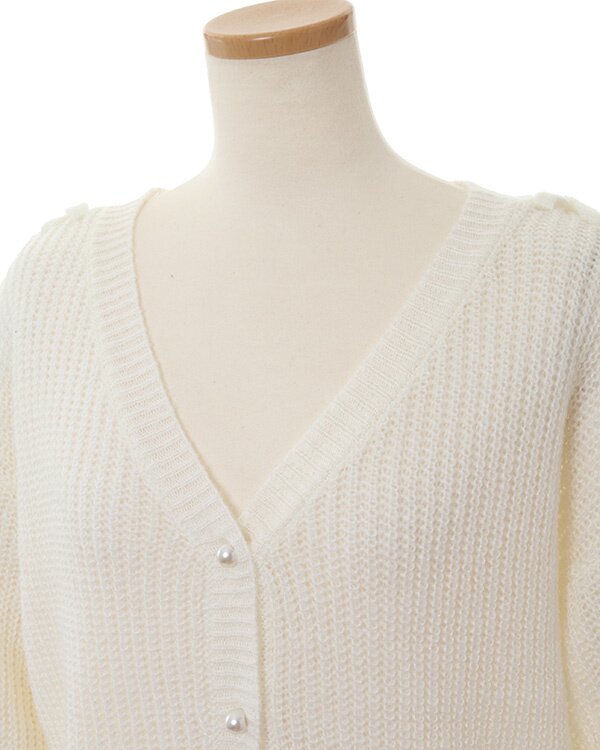 トップス Lacey ribbon cardigan AM1181 Oatmealbowbubblecardigan.png?v