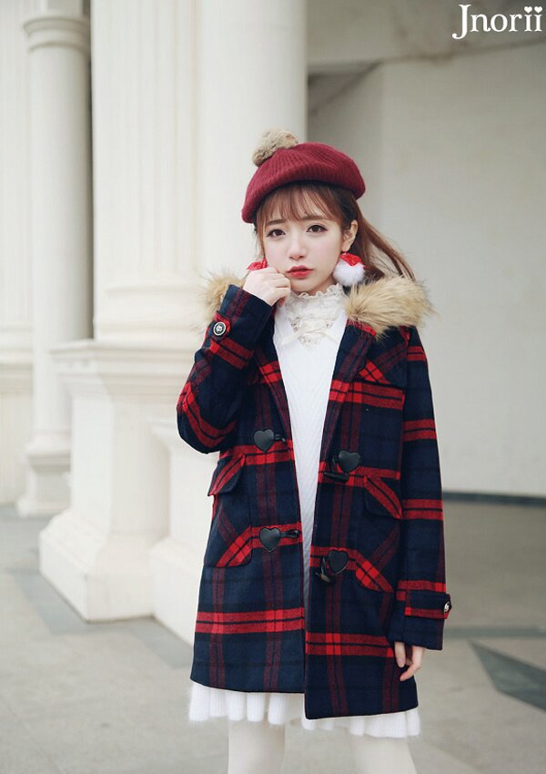 Bobon21 Girly Checkered Duffle Coat: Bobon21 - Tokyo Otaku Mode (TOM)