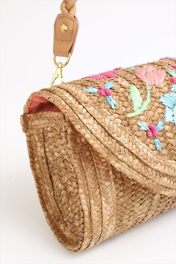 Honey Salon Embroidered Tulip Straw Shoulder Bag Honey Salon Tokyo