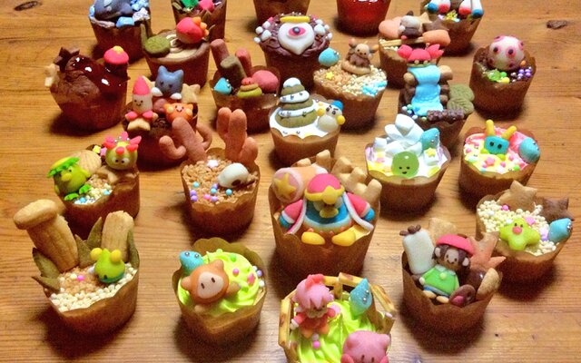 video game characters, Kirby, cupcakes, cake, sweets