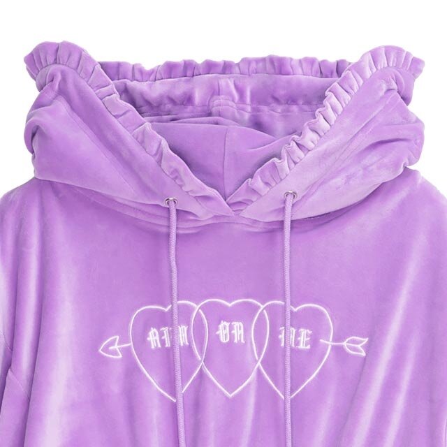 [送料込] TL heart over hood-T LISTEN FLAVOR Triple Heart Velour Short Hoodie - Tokyo Otaku