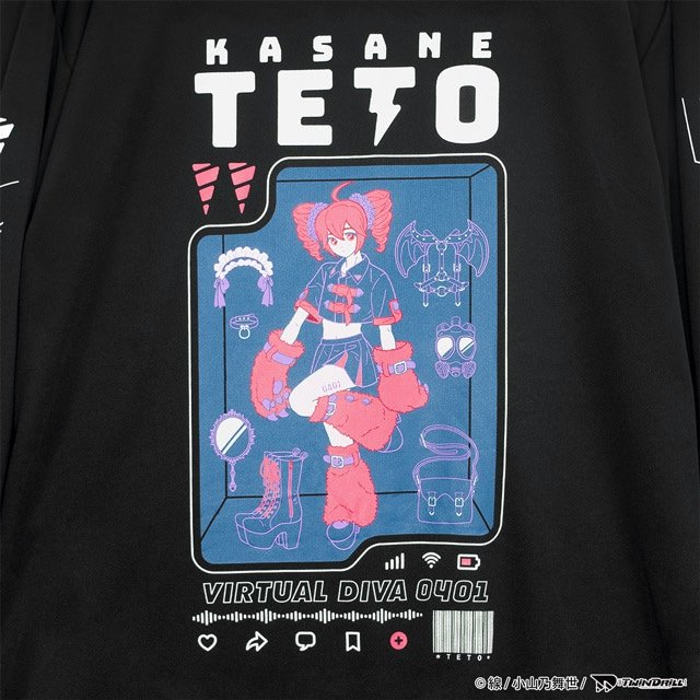LISTEN FLAVOR Kasane Teto Long Sleeve T-Shirt Black - Tokyo Otaku