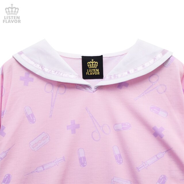 LISTEN FLAVOR YamiKawa Medical Pattern Sailor Collar Dress: Listen
