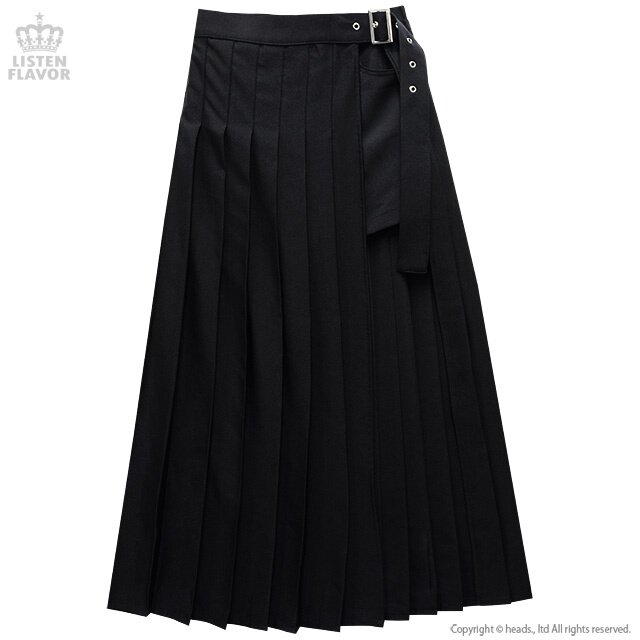 LISTEN FLAVOR Layered Pleated Long Flap Skirt w/ Shorts