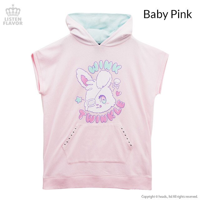 LISTEN FLAVOR Twinkle Bunny Short Sleeve Hoodie