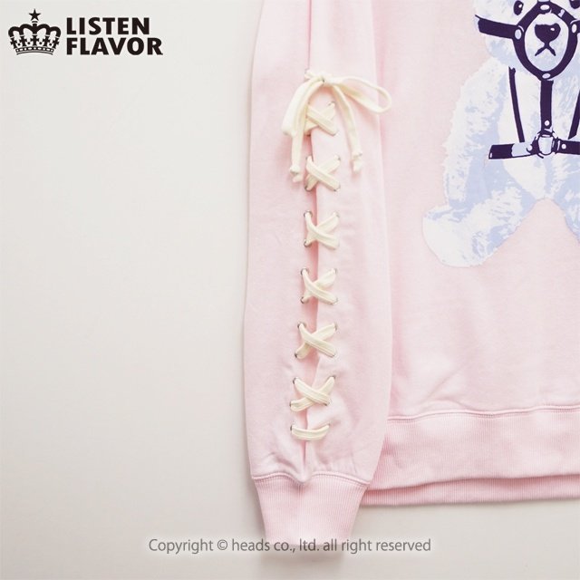 LISTEN FLAVOR Harness Bear Lace-Up Sweatshirt: Listen Flavor