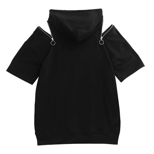 Off the shoulder zip up online hoodie