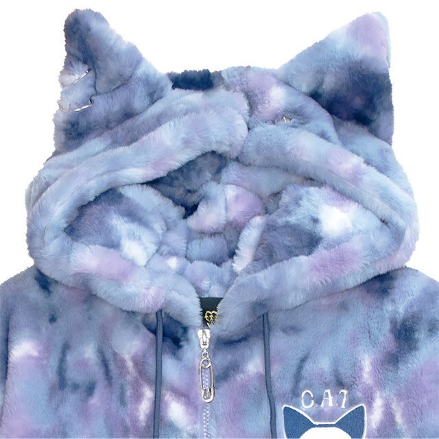 ジャケット・アウター Neko LISTEN FLAVOR Nekomimi Skull Cat Fur Blouson: Listen Flavor