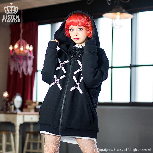 WEST. グッズ LISTEN FLAVOR Cross Harness Stand Neck Hoodie: Listen Flavor