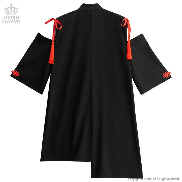 LISTEN FLAVOR Open Shoulder China Zip Shirt Dress: Listen