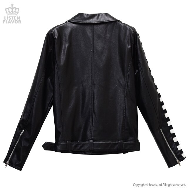 Leather jacket clearance with checkered sleeves