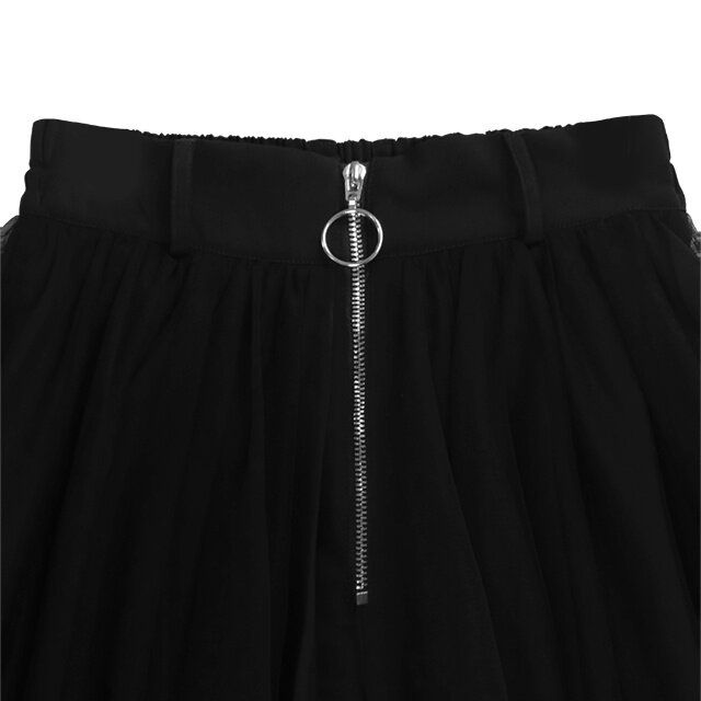 LISTEN FLAVOR Hemline Tulle Layered Skirt w/ Heart Belt