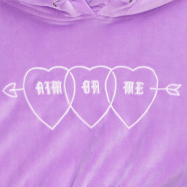 [送料込] TL heart over hood-T LISTEN FLAVOR Triple Heart Velour Short Hoodie - Tokyo Otaku