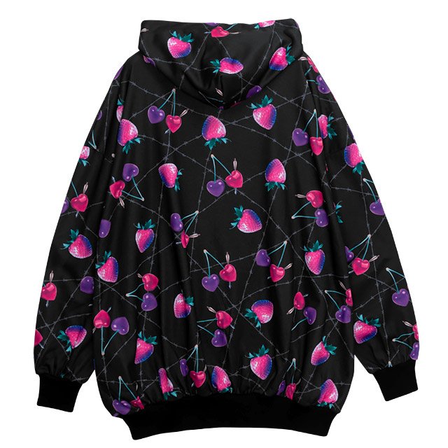LISTEN FLAVOR Heart Cherry & Dangerous Strawberry Zip Hoodie