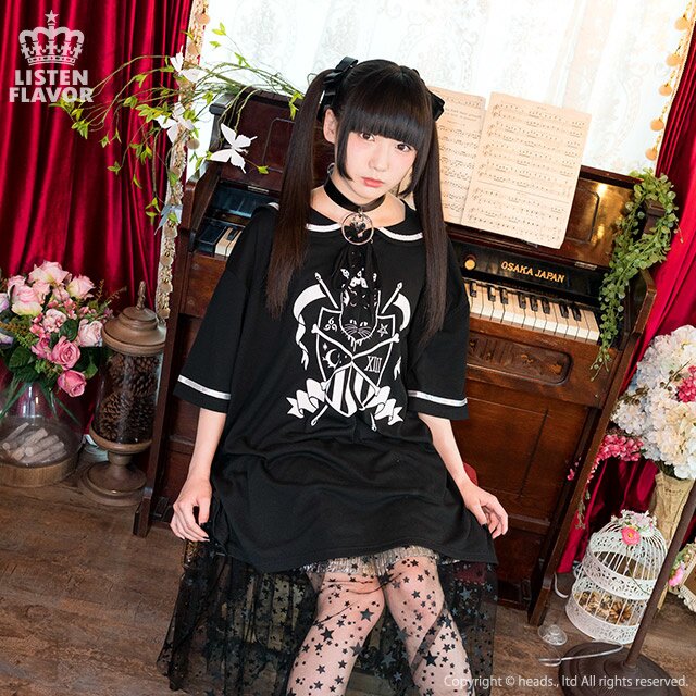 LISTEN FLAVOR Sinister Black Cat Lace-Up Sailor Dress: Listen Flavor - Tokyo Otaku Mode (TOM) LISTEN FLAVOR Sinister Black Cat Lace-Up Sailor Dress: Listen Flavor - Tokyo Otaku Mode (TOM)