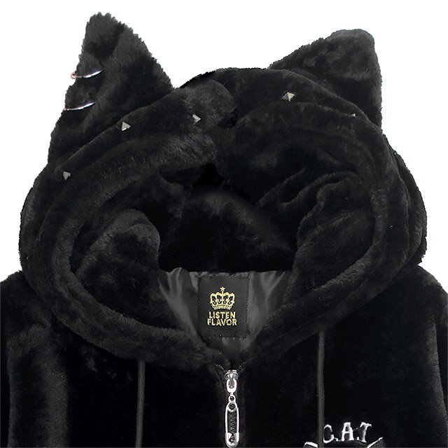 LISTEN FLAVOR Nekomimi Skull Cat Fur Blouson: Listen Flavor
