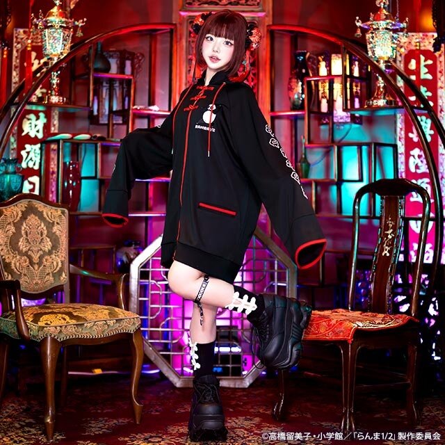 LISTEN FLAVOR Ranma 1/2 Collaboration China Jersey Hoodie Black