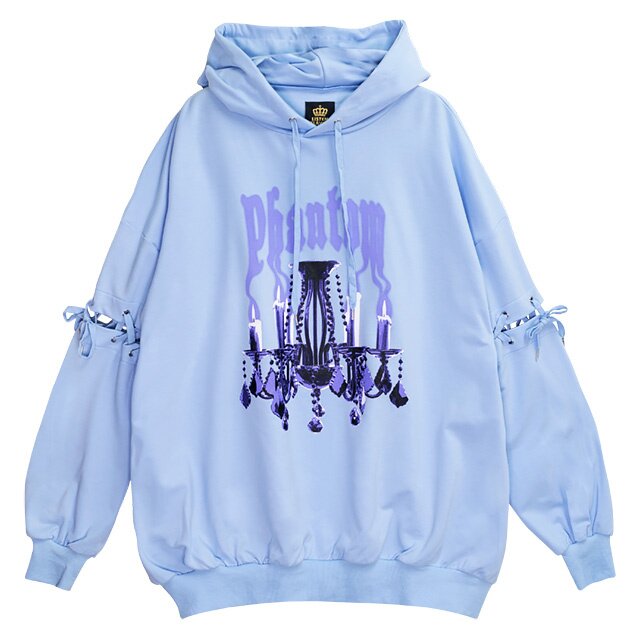 LISTEN FLAVOR Chandelier Lace-Up Sleeve Hoodie