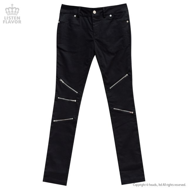LISTEN FLAVOR Zip Detail Black Skinny Pants: Listen Flavor - Tokyo