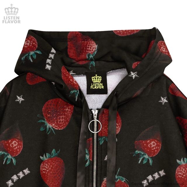 LISTEN FLAVOR Strawberry Chocolate Zip Hoodie: Listen Flavor