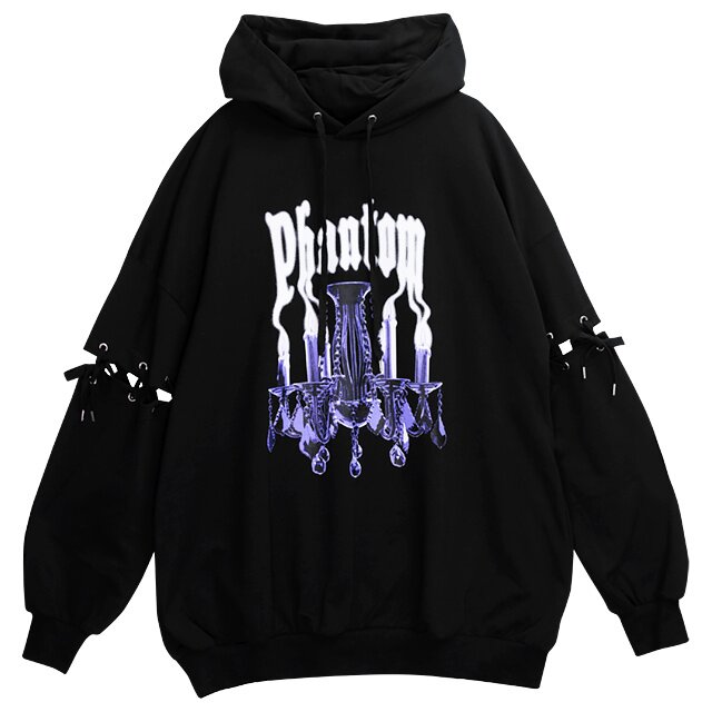 LISTEN FLAVOR Chandelier Lace-Up Sleeve Hoodie - Tokyo Otaku Mode