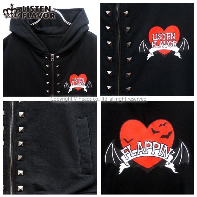 最も 割引 LISTEN Zip-Up Studded Wing Devil Heart Flappin' FLAVOR 洋楽