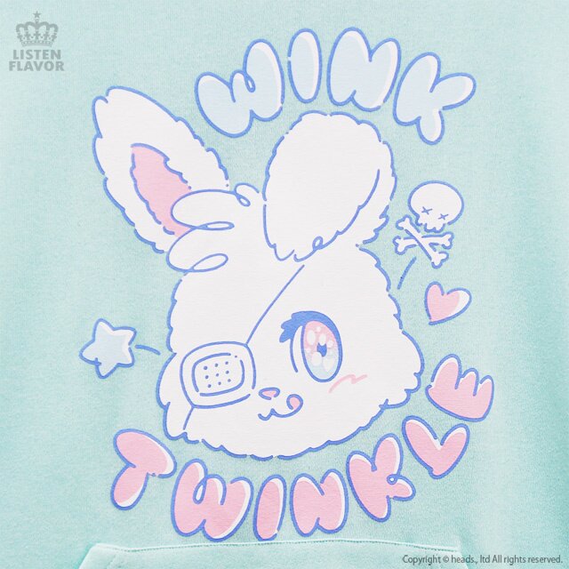 LISTEN FLAVOR Twinkle Bunny Short Sleeve Hoodie