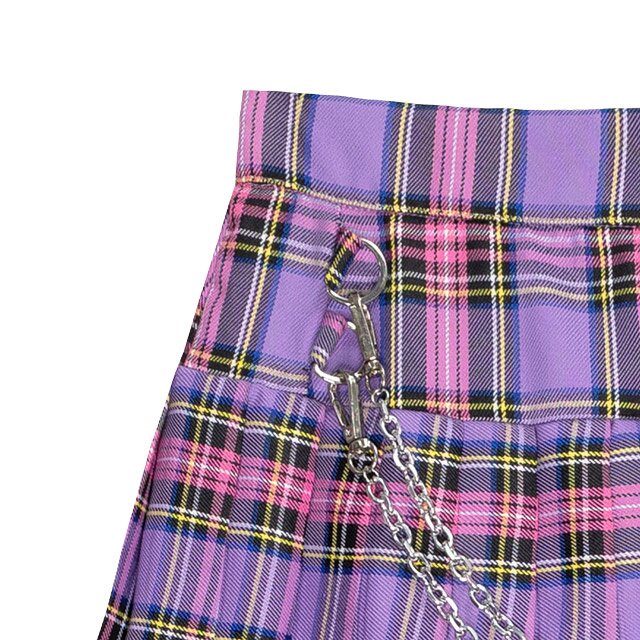 [LUV IS TRUE]★MZ CHAIN SKIRT Black Heart Chain Belt Pleated Skirt | Hot Topic