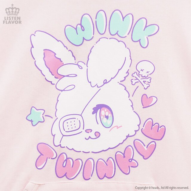 LISTEN FLAVOR Twinkle Bunny Short Sleeve Hoodie