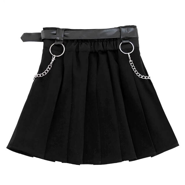 LISTEN FLAVOR Chain Belt Pleated Skirt