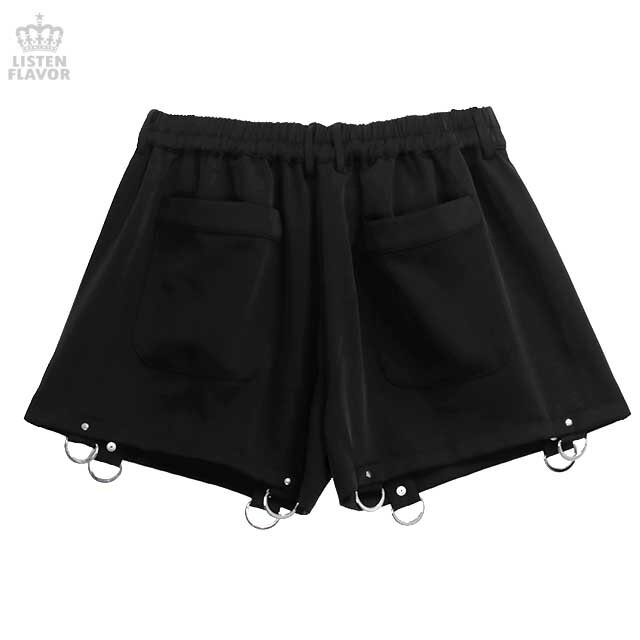 LISTEN FLAVOR Black Zettai Ryoiki Detachable Pants: Listen