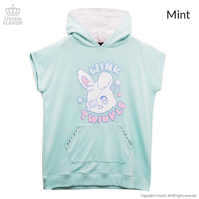 LISTEN FLAVOR Twinkle Bunny Short Sleeve Hoodie