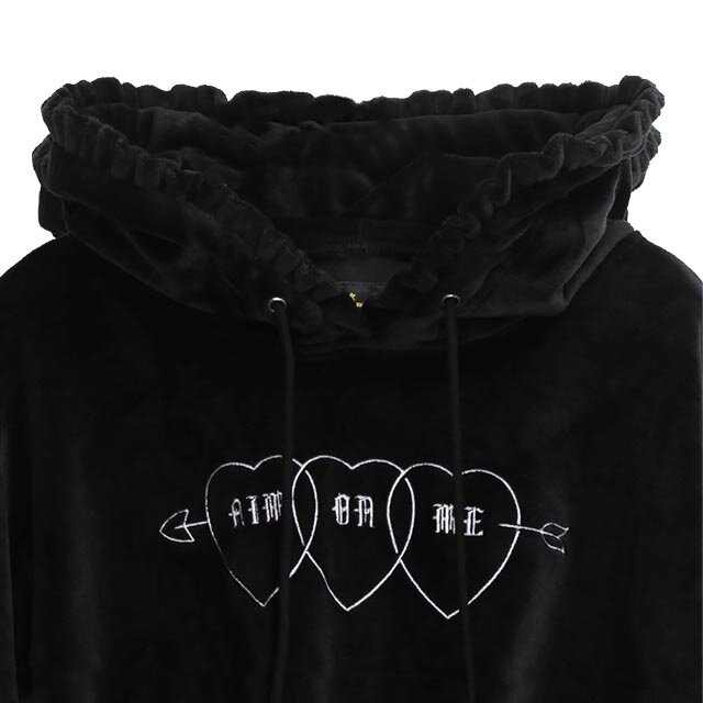 ☆韓国☆［MUCENT］HEART LETTERING HOOD T 2color S,L korean-heart-fingers-paint-
